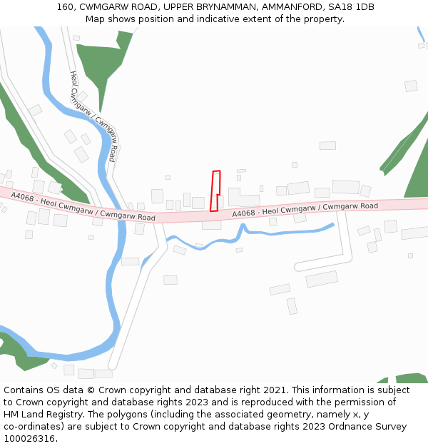 160, CWMGARW ROAD, UPPER BRYNAMMAN, AMMANFORD, SA18 1DB: Location map and indicative extent of plot