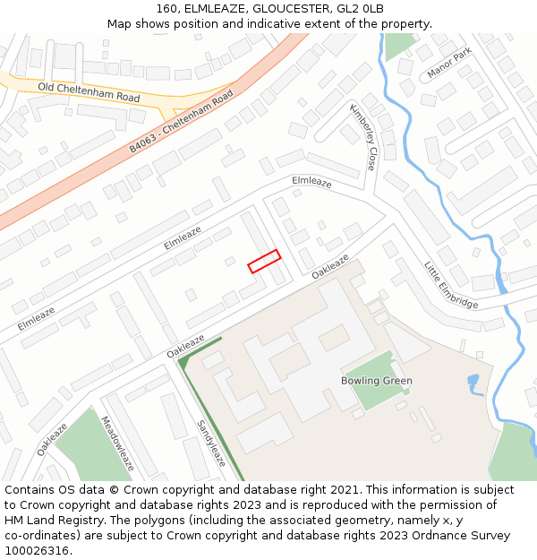 160, ELMLEAZE, GLOUCESTER, GL2 0LB: Location map and indicative extent of plot