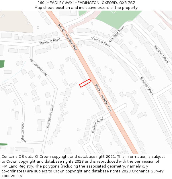 160, HEADLEY WAY, HEADINGTON, OXFORD, OX3 7SZ: Location map and indicative extent of plot