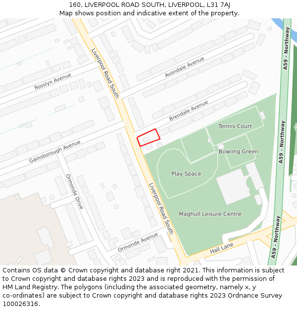 160, LIVERPOOL ROAD SOUTH, LIVERPOOL, L31 7AJ: Location map and indicative extent of plot