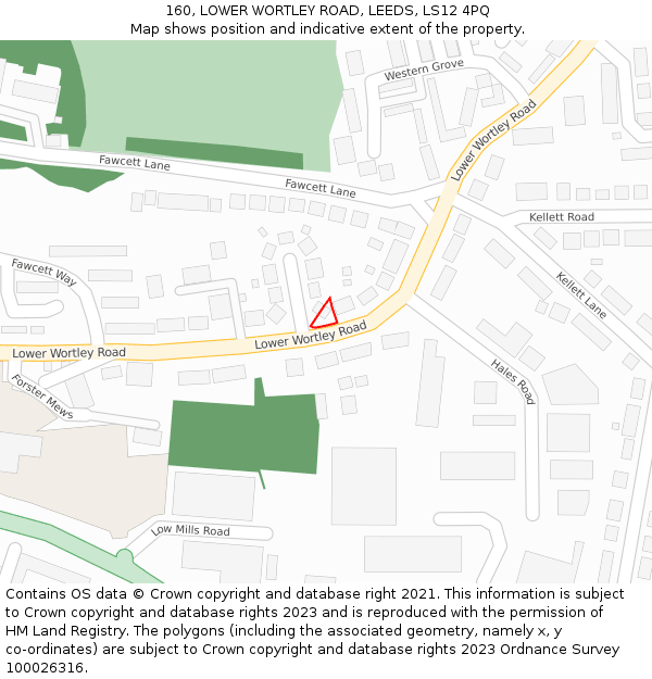 160, LOWER WORTLEY ROAD, LEEDS, LS12 4PQ: Location map and indicative extent of plot