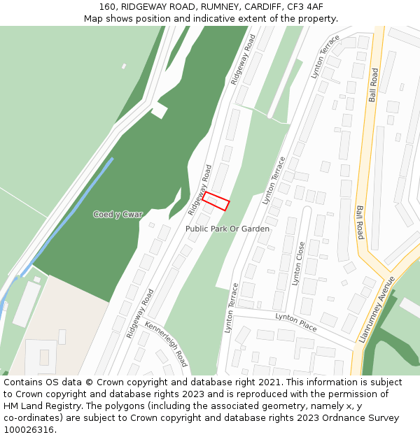 160, RIDGEWAY ROAD, RUMNEY, CARDIFF, CF3 4AF: Location map and indicative extent of plot