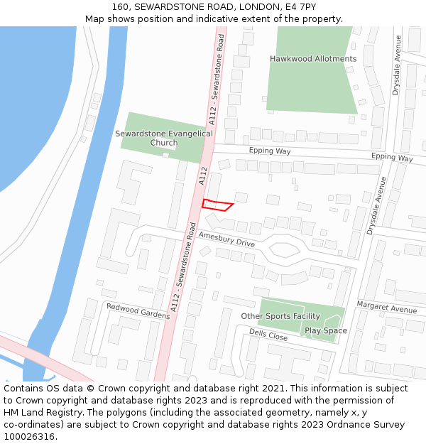 160, SEWARDSTONE ROAD, LONDON, E4 7PY: Location map and indicative extent of plot