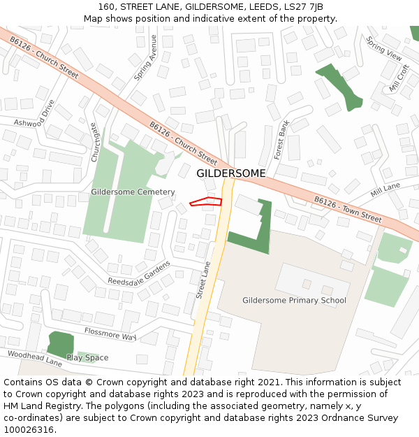 160, STREET LANE, GILDERSOME, LEEDS, LS27 7JB: Location map and indicative extent of plot