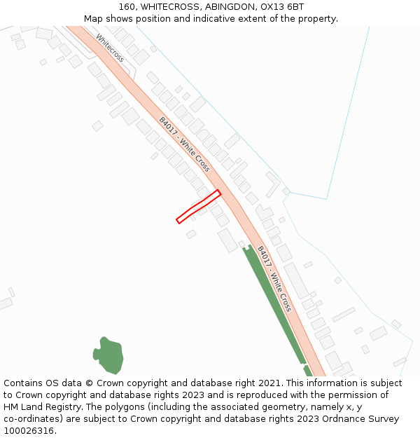 160, WHITECROSS, ABINGDON, OX13 6BT: Location map and indicative extent of plot