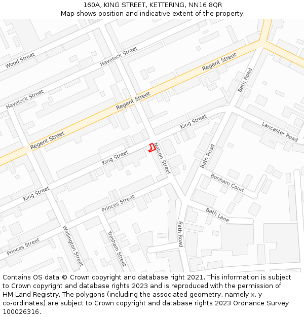 160A, KING STREET, KETTERING, NN16 8QR: Location map and indicative extent of plot