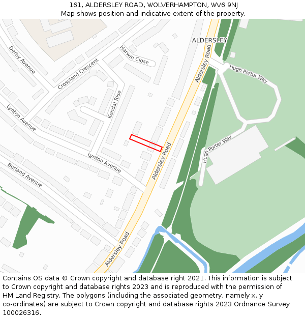 161, ALDERSLEY ROAD, WOLVERHAMPTON, WV6 9NJ: Location map and indicative extent of plot