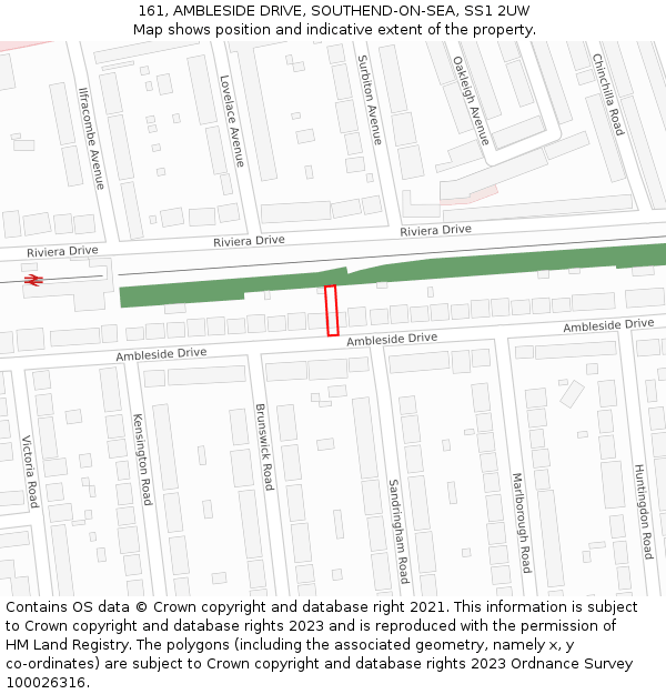 161, AMBLESIDE DRIVE, SOUTHEND-ON-SEA, SS1 2UW: Location map and indicative extent of plot