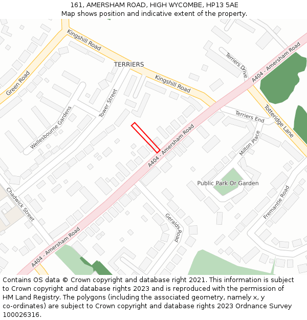 161, AMERSHAM ROAD, HIGH WYCOMBE, HP13 5AE: Location map and indicative extent of plot