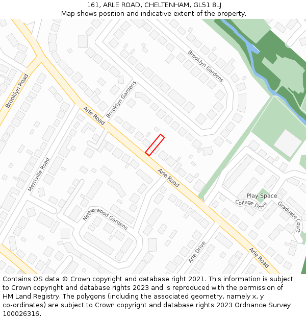 161, ARLE ROAD, CHELTENHAM, GL51 8LJ: Location map and indicative extent of plot