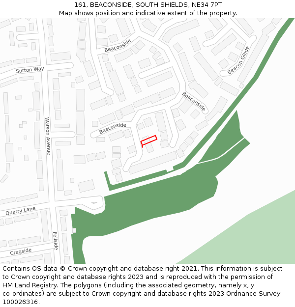 161, BEACONSIDE, SOUTH SHIELDS, NE34 7PT: Location map and indicative extent of plot