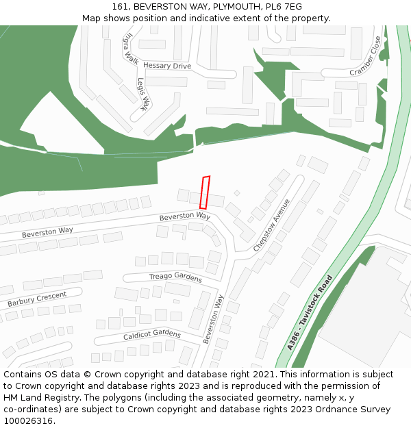 161, BEVERSTON WAY, PLYMOUTH, PL6 7EG: Location map and indicative extent of plot