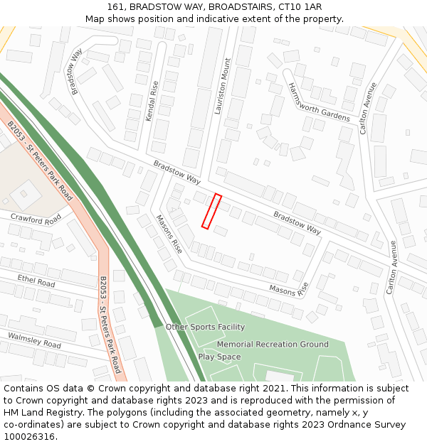 161, BRADSTOW WAY, BROADSTAIRS, CT10 1AR: Location map and indicative extent of plot