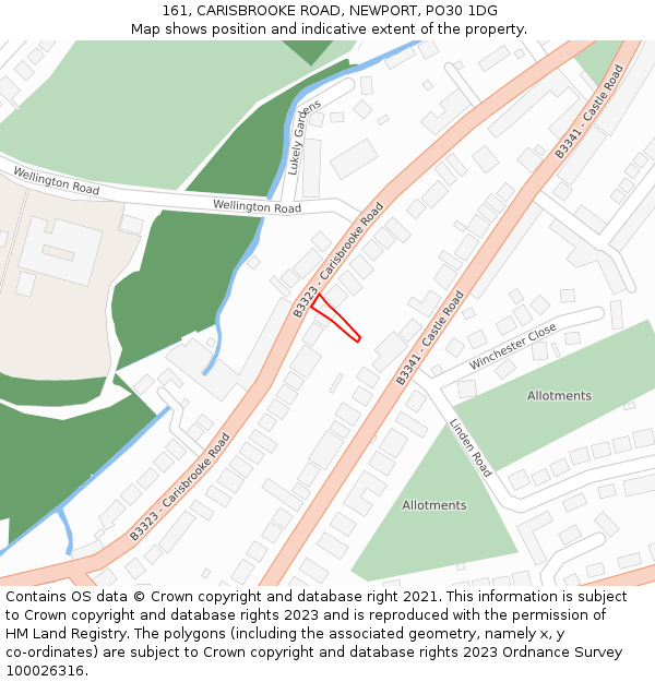 161, CARISBROOKE ROAD, NEWPORT, PO30 1DG: Location map and indicative extent of plot