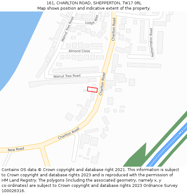 161, CHARLTON ROAD, SHEPPERTON, TW17 0RL: Location map and indicative extent of plot