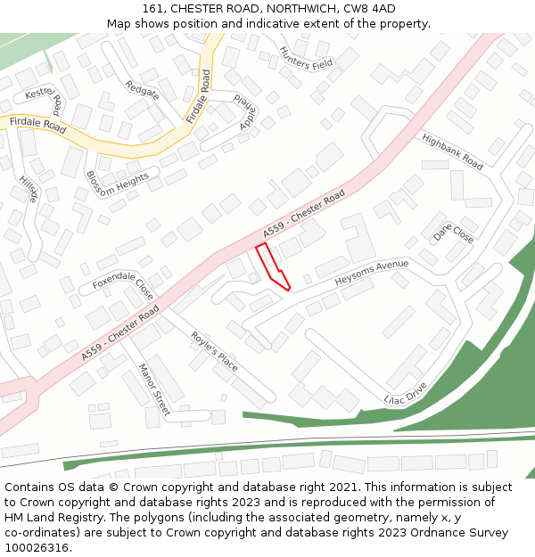 161, CHESTER ROAD, NORTHWICH, CW8 4AD: Location map and indicative extent of plot