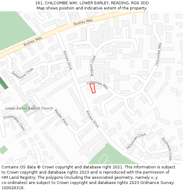 161, CHILCOMBE WAY, LOWER EARLEY, READING, RG6 3DD: Location map and indicative extent of plot