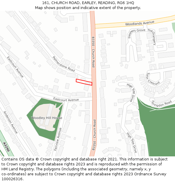 161, CHURCH ROAD, EARLEY, READING, RG6 1HQ: Location map and indicative extent of plot