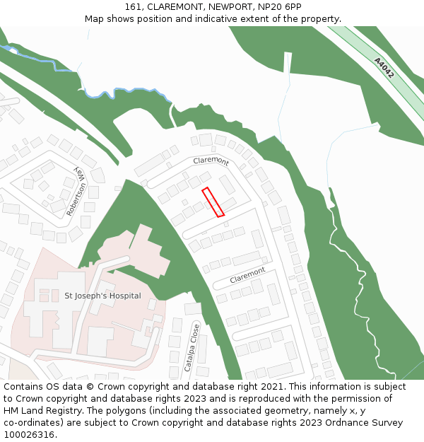 161, CLAREMONT, NEWPORT, NP20 6PP: Location map and indicative extent of plot