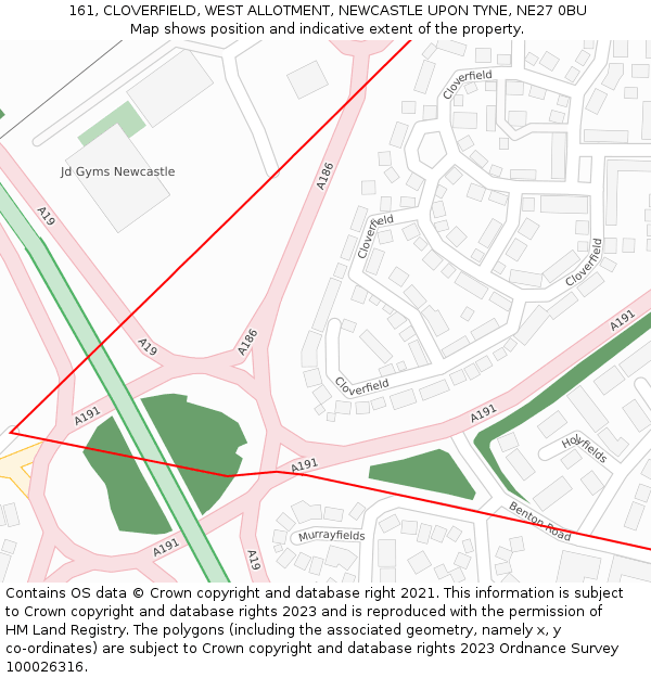 161, CLOVERFIELD, WEST ALLOTMENT, NEWCASTLE UPON TYNE, NE27 0BU: Location map and indicative extent of plot