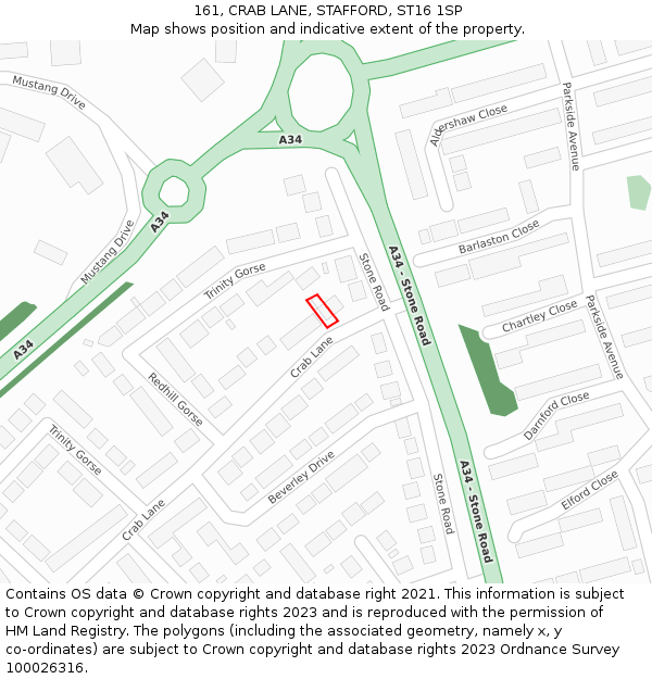 161, CRAB LANE, STAFFORD, ST16 1SP: Location map and indicative extent of plot