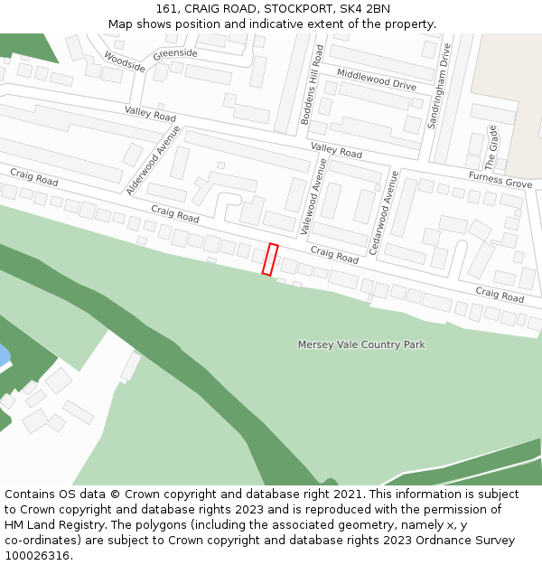 161, CRAIG ROAD, STOCKPORT, SK4 2BN: Location map and indicative extent of plot