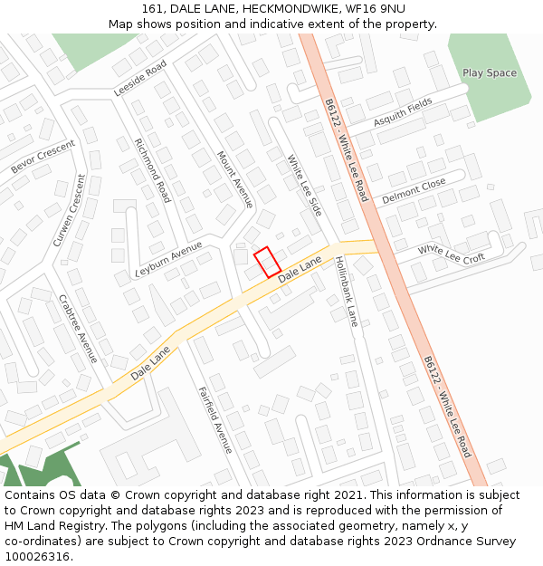161, DALE LANE, HECKMONDWIKE, WF16 9NU: Location map and indicative extent of plot