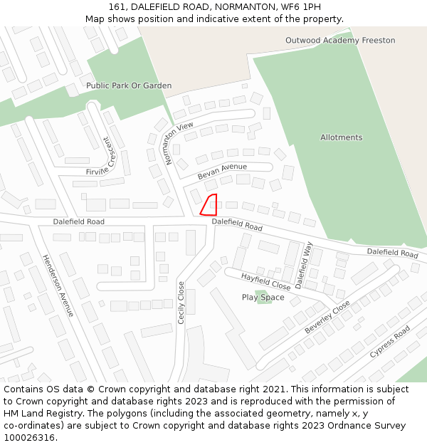 161, DALEFIELD ROAD, NORMANTON, WF6 1PH: Location map and indicative extent of plot