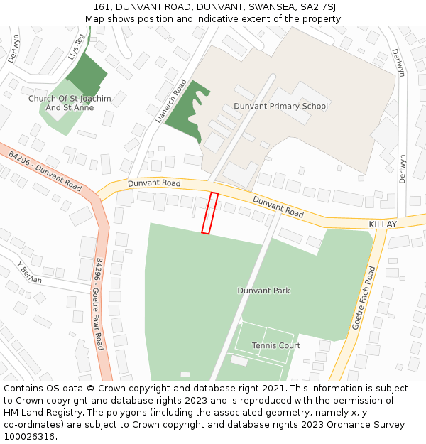 161, DUNVANT ROAD, DUNVANT, SWANSEA, SA2 7SJ: Location map and indicative extent of plot