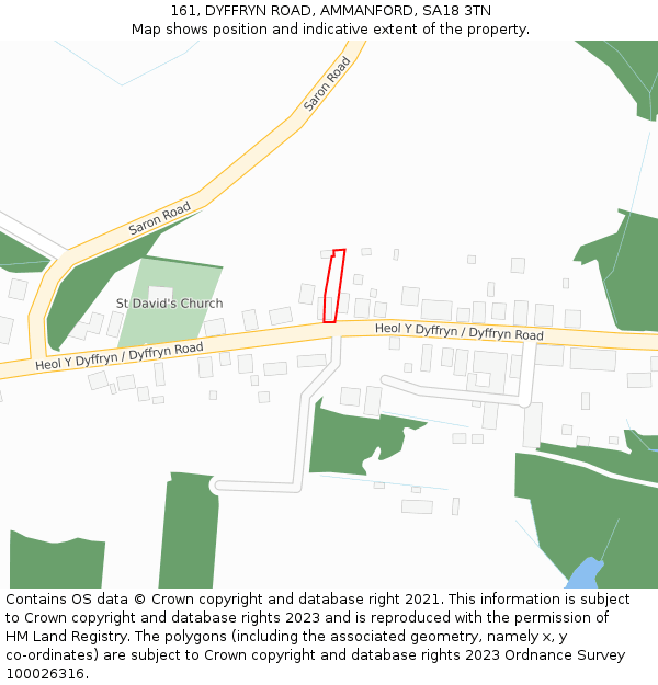 161, DYFFRYN ROAD, AMMANFORD, SA18 3TN: Location map and indicative extent of plot