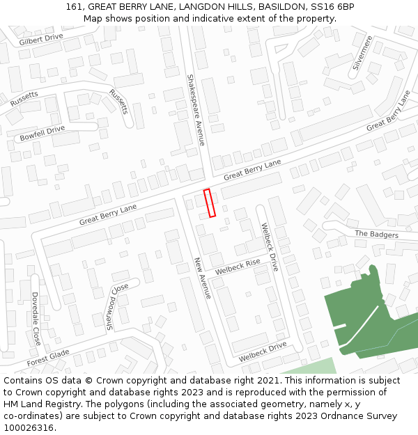 161, GREAT BERRY LANE, LANGDON HILLS, BASILDON, SS16 6BP: Location map and indicative extent of plot