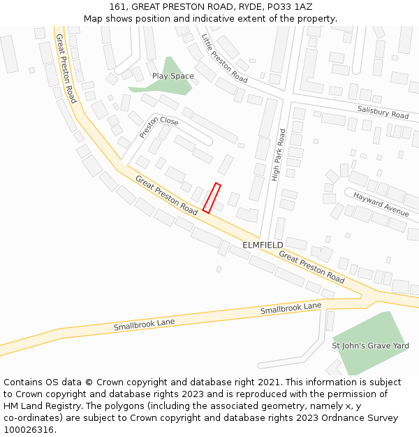 161, GREAT PRESTON ROAD, RYDE, PO33 1AZ: Location map and indicative extent of plot