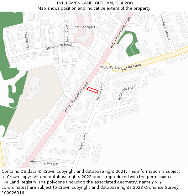 161, HAVEN LANE, OLDHAM, OL4 2QQ: Location map and indicative extent of plot