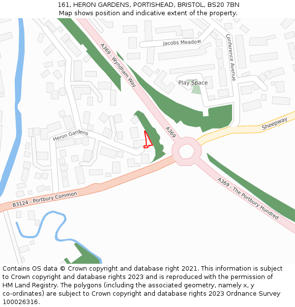 161, HERON GARDENS, PORTISHEAD, BRISTOL, BS20 7BN: Location map and indicative extent of plot