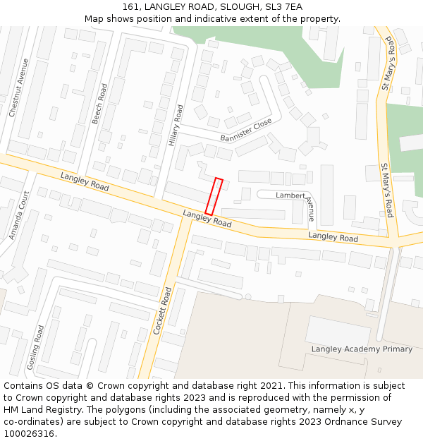 161, LANGLEY ROAD, SLOUGH, SL3 7EA: Location map and indicative extent of plot