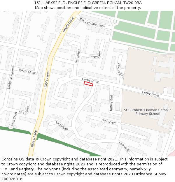 161, LARKSFIELD, ENGLEFIELD GREEN, EGHAM, TW20 0RA: Location map and indicative extent of plot