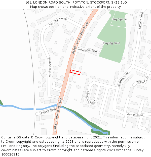 161, LONDON ROAD SOUTH, POYNTON, STOCKPORT, SK12 1LQ: Location map and indicative extent of plot