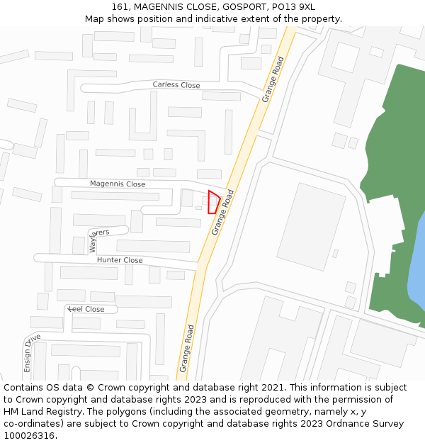 161, MAGENNIS CLOSE, GOSPORT, PO13 9XL: Location map and indicative extent of plot