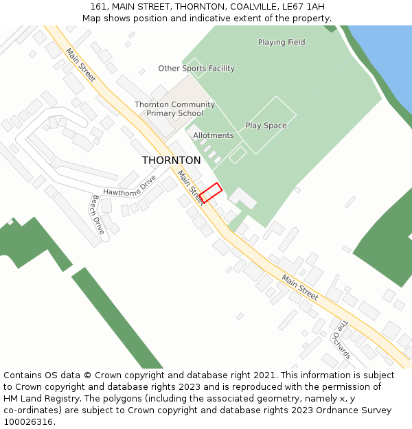 161, MAIN STREET, THORNTON, COALVILLE, LE67 1AH: Location map and indicative extent of plot