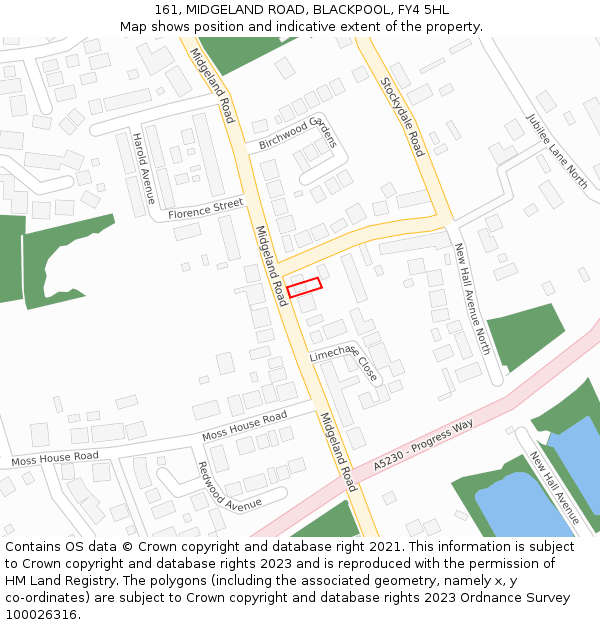 161, MIDGELAND ROAD, BLACKPOOL, FY4 5HL: Location map and indicative extent of plot