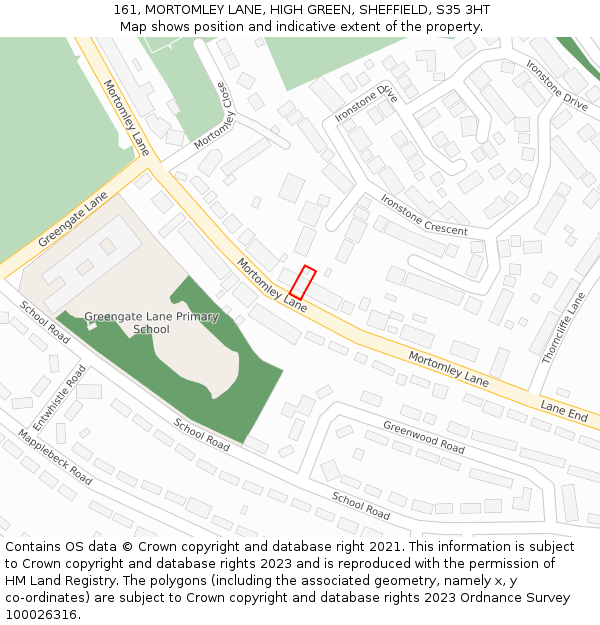 161, MORTOMLEY LANE, HIGH GREEN, SHEFFIELD, S35 3HT: Location map and indicative extent of plot