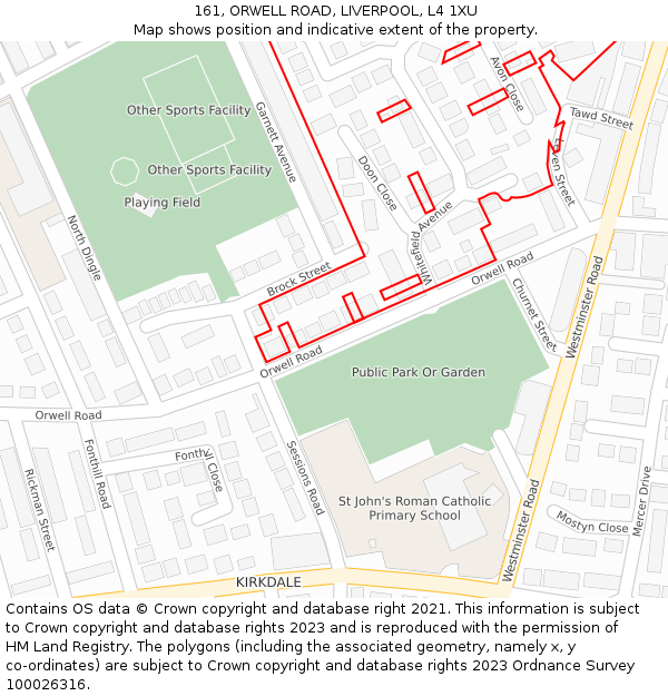 161, ORWELL ROAD, LIVERPOOL, L4 1XU: Location map and indicative extent of plot