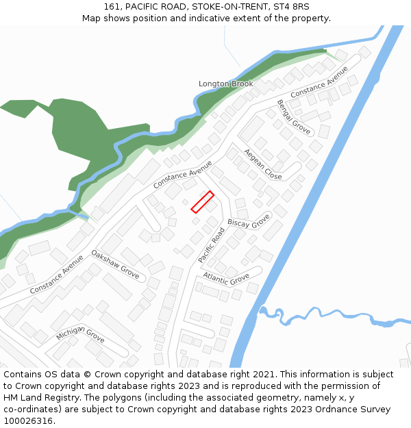 161, PACIFIC ROAD, STOKE-ON-TRENT, ST4 8RS: Location map and indicative extent of plot
