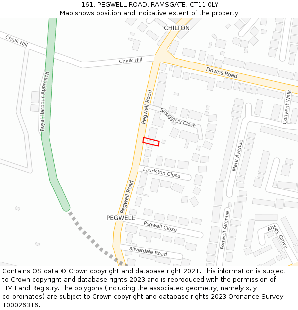 161, PEGWELL ROAD, RAMSGATE, CT11 0LY: Location map and indicative extent of plot