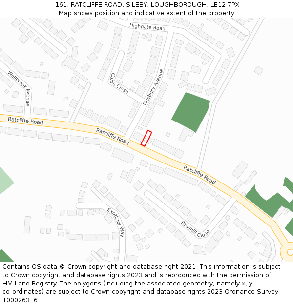 161, RATCLIFFE ROAD, SILEBY, LOUGHBOROUGH, LE12 7PX: Location map and indicative extent of plot