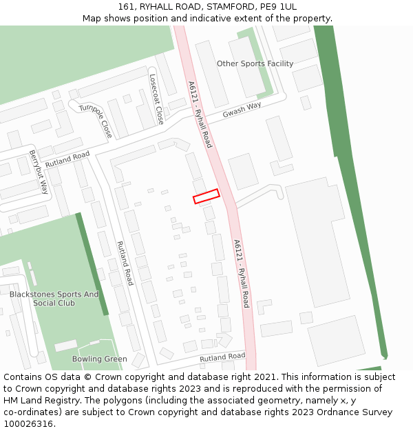 161, RYHALL ROAD, STAMFORD, PE9 1UL: Location map and indicative extent of plot