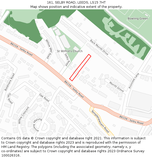 161, SELBY ROAD, LEEDS, LS15 7HT: Location map and indicative extent of plot
