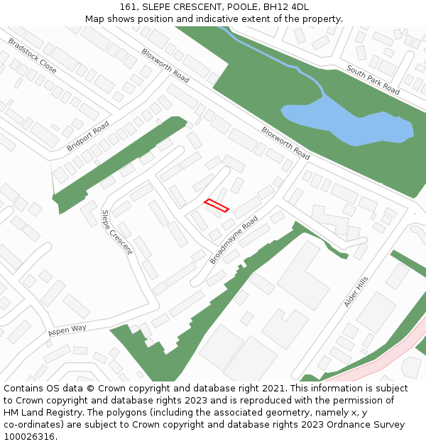 161, SLEPE CRESCENT, POOLE, BH12 4DL: Location map and indicative extent of plot