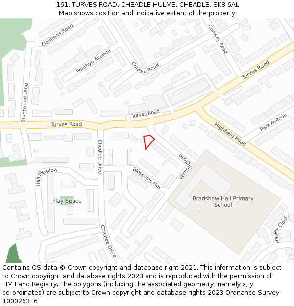 161, TURVES ROAD, CHEADLE HULME, CHEADLE, SK8 6AL: Location map and indicative extent of plot
