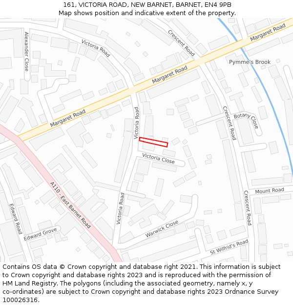 161, VICTORIA ROAD, NEW BARNET, BARNET, EN4 9PB: Location map and indicative extent of plot